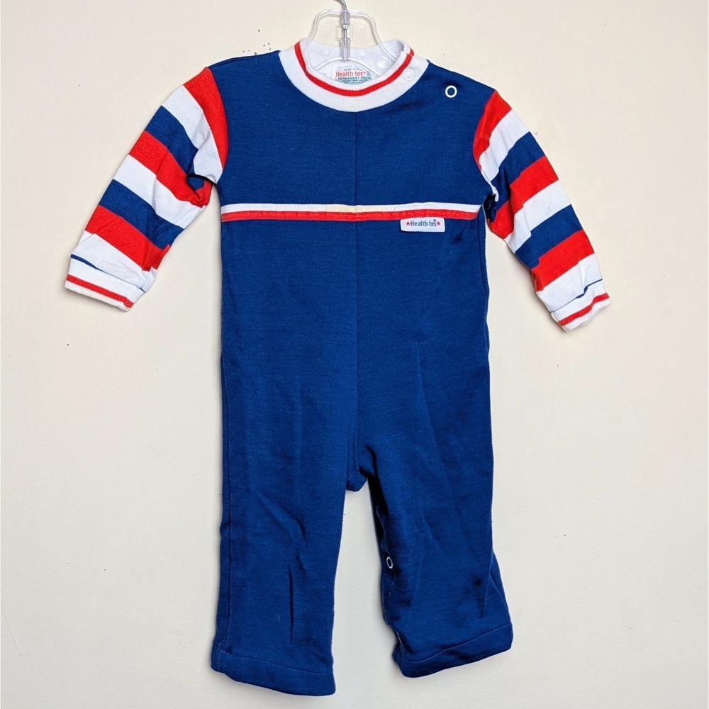 Vintage Health-Tex 80s Romper Striped One Piece Jumper 12 Months